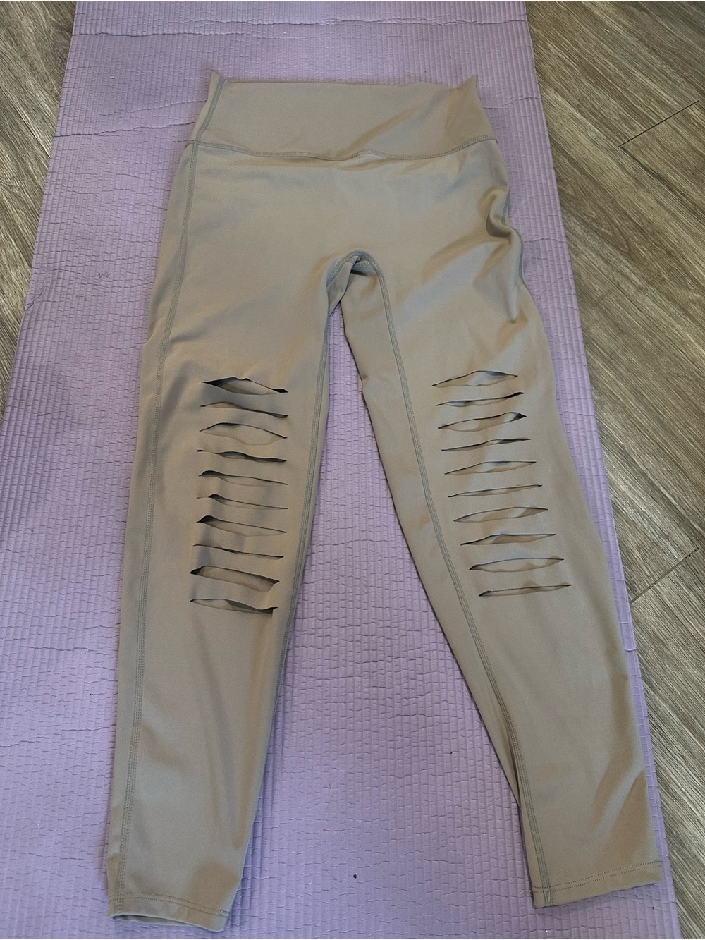 Zenana Outfitters Taupe Leggings with Knee Slits